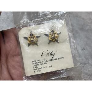 (NOS) WWII U.S. Army General Staff Star Insignia Matched Pair Clutch Back !! New
